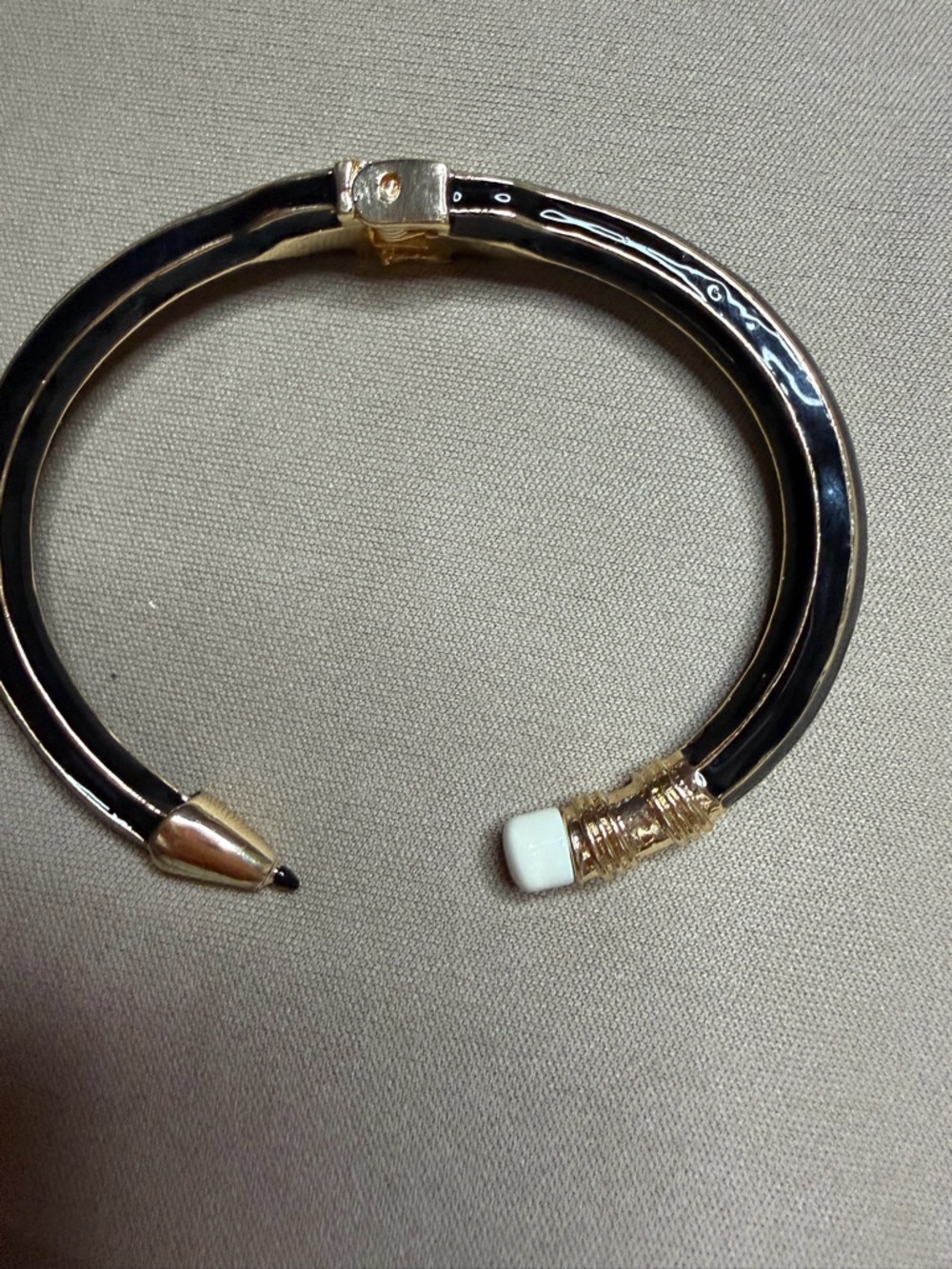 Pencil ✏️ Gold and Black Cuff Bracelet with White Accent